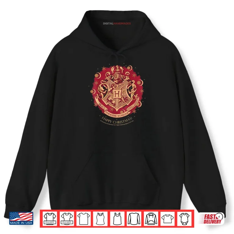 Hoodie Happy Christmas Hogwarts Emblem Shirt