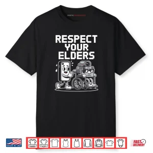 Respect Your Elders Retro Tech Camera Phone Cartoon Shirt