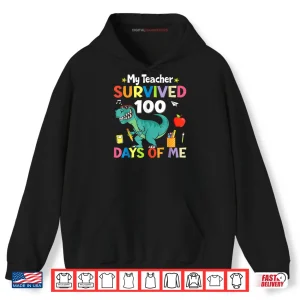 100th Day of School My Teacher Survived 100 Days Boys Dino Shirt 2 Hoodie 100th Day of School My Teacher Survived 100 Days Boys Dino Shirt