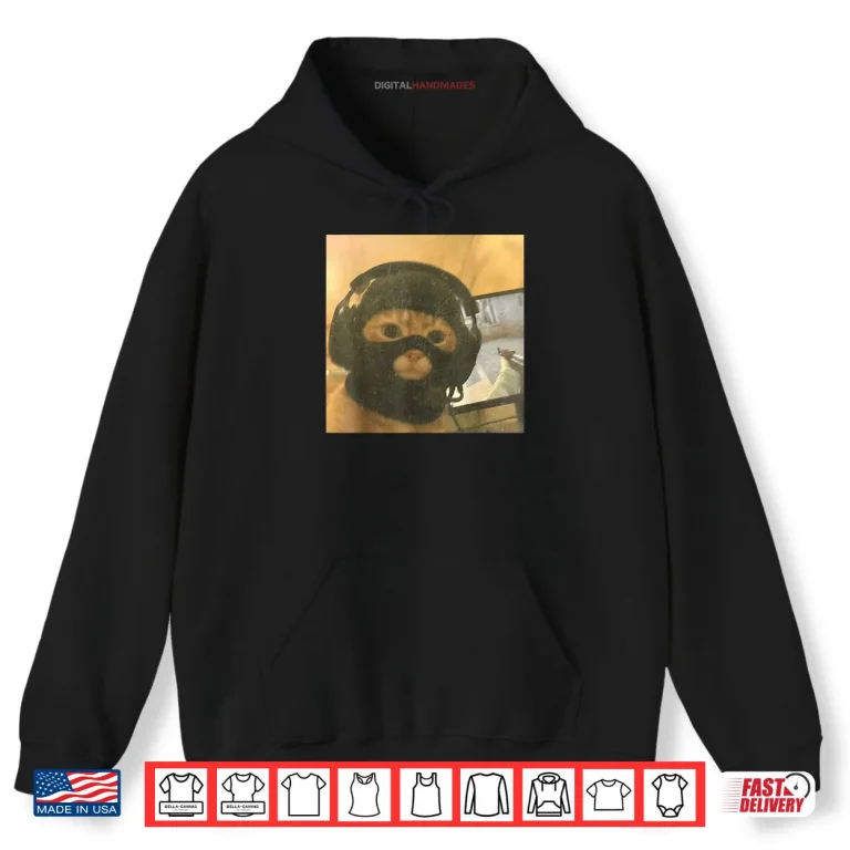 Hoodie Tactical Gamer Cat Meme Graphic Shirt