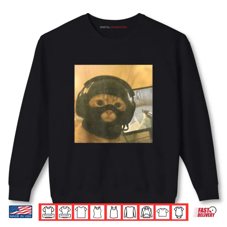 Sweatshirt Tactical Gamer Cat Meme Graphic Shirt