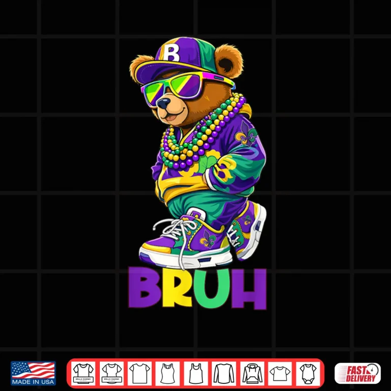 Bruh Meme Hip Hop Teddy Bear Boys Teen NOLA Mardi Gras Shirt 3 Design Bruh Meme Hip Hop Teddy Bear Boys Teen NOLA Mardi Gras Shirt