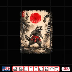 Samurai Raccoon Japanese Art Shirt 3 Design Samurai Raccoon Japanese Art Shirt
