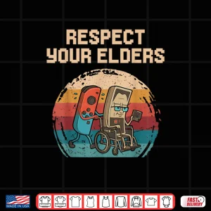 Design Respect Your Elders Gaming Control Retro Video Game Shirt