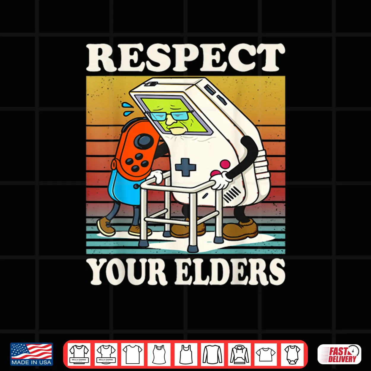 Respect Your Elders Gaming Control 80s Retro Funny Gamer Shirt Respect Your Elders Gaming Control 80s Retro Funny Gamer Shirt