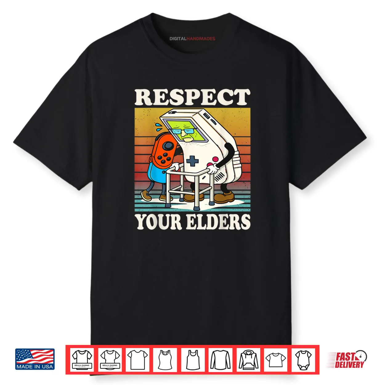Respect Your Elders Gaming Control 80s Retro Funny Gamer Shirt Respect Your Elders Gaming Control 80s Retro Funny Gamer Shirt