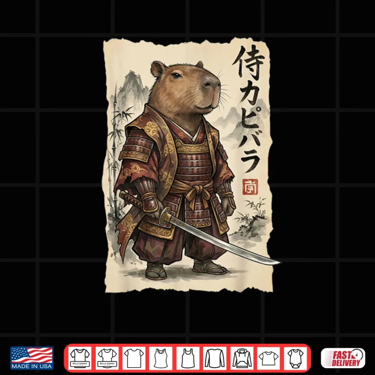 Design Samurai Capybara Japanese Art Vintage Graphic Animal Shirt