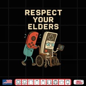 Design Respect Your Elders Retro Gaming Funny Gamer Controller Shirt