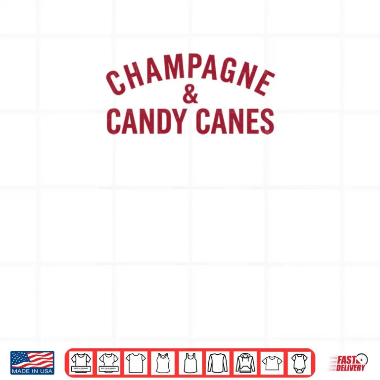 Design Champagne and Candy Canes Funny Christmas Holiday Xmas Shirt