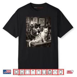 Cat Smoking Tattoo Vintage Inked Kitty Artist Funny Meme Shirt