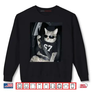 Sweatshirt 67 Cat Wearing Sunglasses Gen Alpha Funny Six Seven 6 7 Meme Shirt