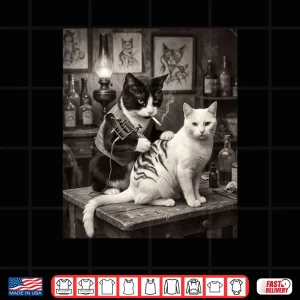 Design Cat Smoking Tattoo Vintage Inked Kitty Artist Meme Shirt