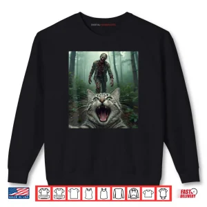 Cat Selfie with Zombie Horror Shirt 1 Sweatshirt Cat Selfie with Zombie Horror Shirt