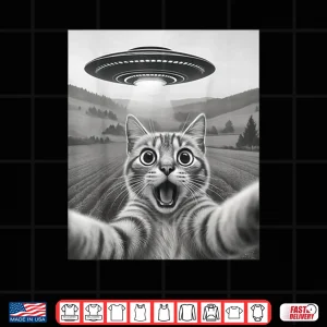 Design Cat Selfie with Alien UFO Shirt