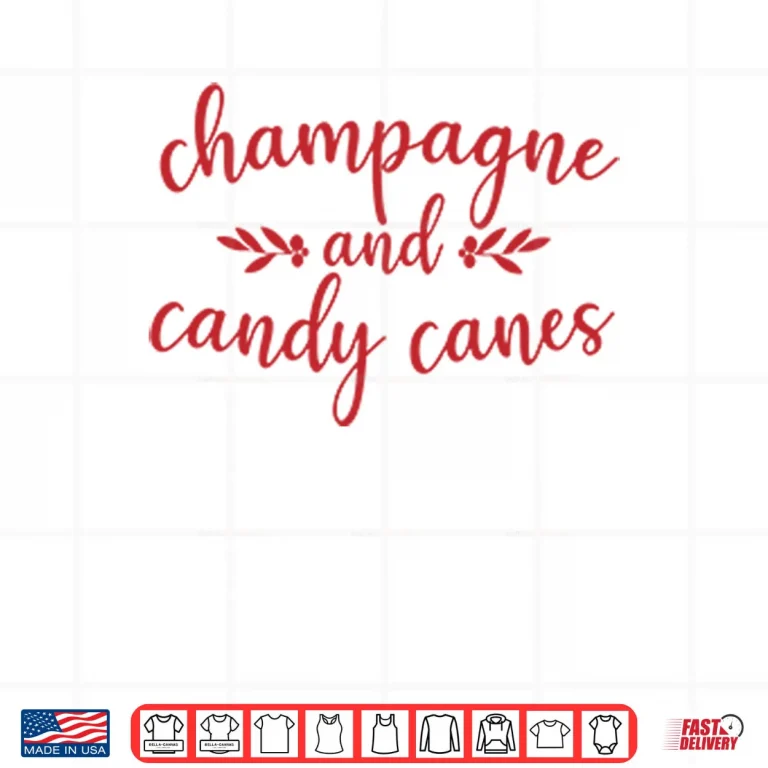 Design Champagne And Candy Canes Christmas Shirt