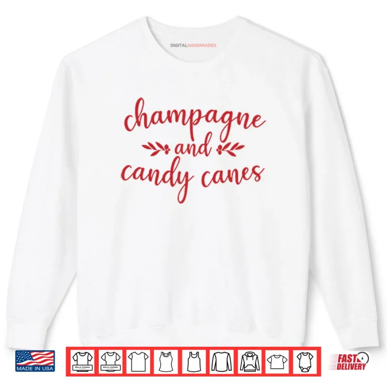 Sweatshirt Champagne And Candy Canes Christmas Shirt
