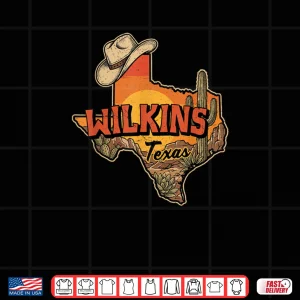 Design Wilkins Texas Vintage Cowboy Hat Desert Cactus Sunset Shirt