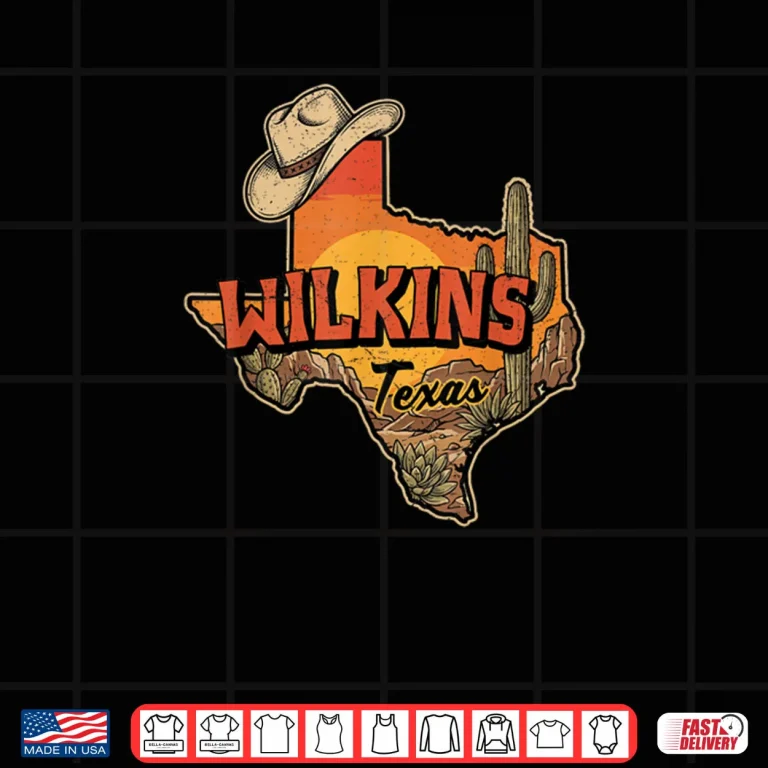 Design Wilkins Texas Vintage Cowboy Hat Desert Cactus Sunset Shirt
