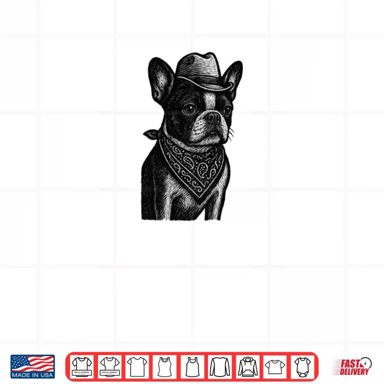 Design Boston Terrier Dog Cowboy Bandana Shirt