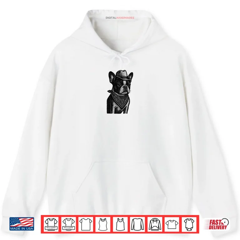 Hoodie Boston Terrier Dog Cowboy Bandana Shirt