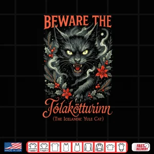Design Yule Cat Christmas Jolakotturinn Mystical Icelandic Folklore Shirt