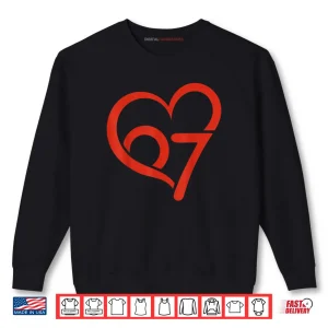 Sweatshirt Valentines Day 67 Meme 67th Birthday 6 7 Valentine Heart Shirt