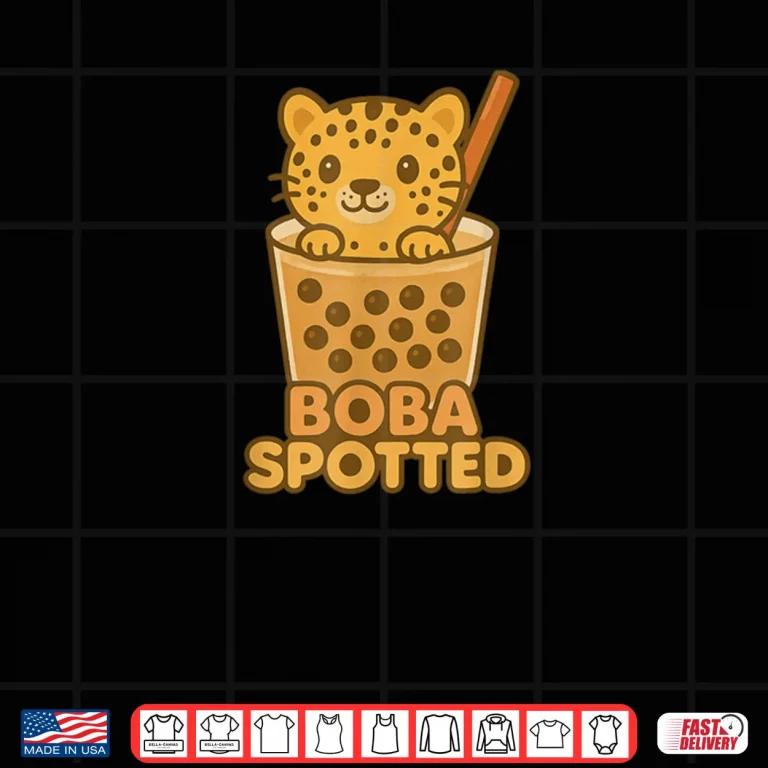 Design Leopard Spotted Cat Boba Bubble Tea Cute Kawaii Funny Humor Shirt