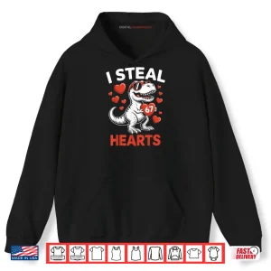 Hoodie I Steal 67 Hearts Valentines Day 67 Meme 6 7 T Rex Shirt