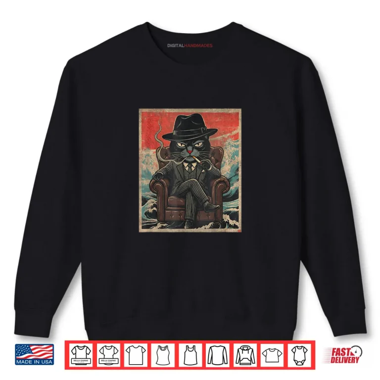 Sweatshirt Cool Mafia Cat Funny The CatFather Smoking Vintage Shirt