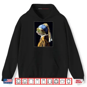 Hoodie Frog Vermeers Girl with a Pearl Earring Parody Meme Shirt