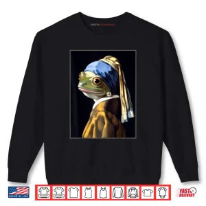 Sweatshirt Frog Vermeers Girl with a Pearl Earring Parody Meme Shirt