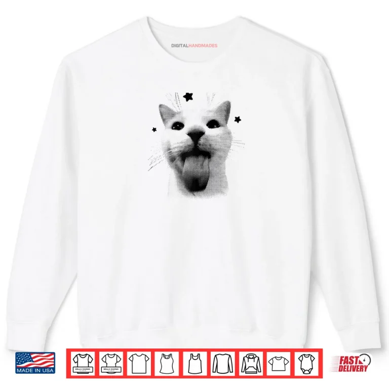 Sweatshirt Funny Y2k Cat Silly Cats 90s Retro Kitten for Cat Lovers Shirt