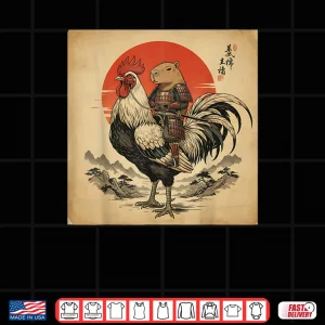 Design Japanese Samurai Capybara Rooster Chicken Anime Shirt