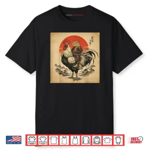 Japanese Samurai Capybara Rooster Chicken Anime Shirt