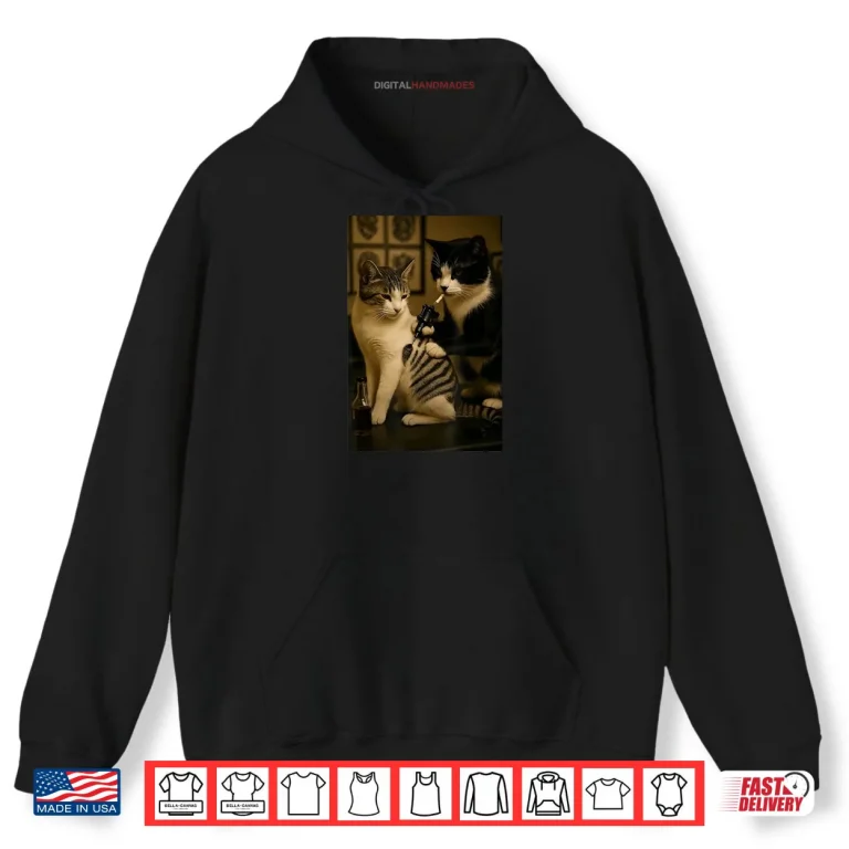 Hoodie Cat Smoking Tattoo Inked Kitty Artist Funny Meme Shirt