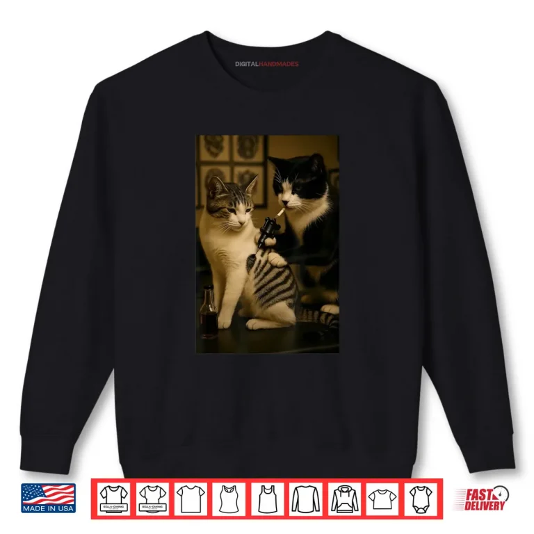 Sweatshirt Cat Smoking Tattoo Inked Kitty Artist Funny Meme Shirt