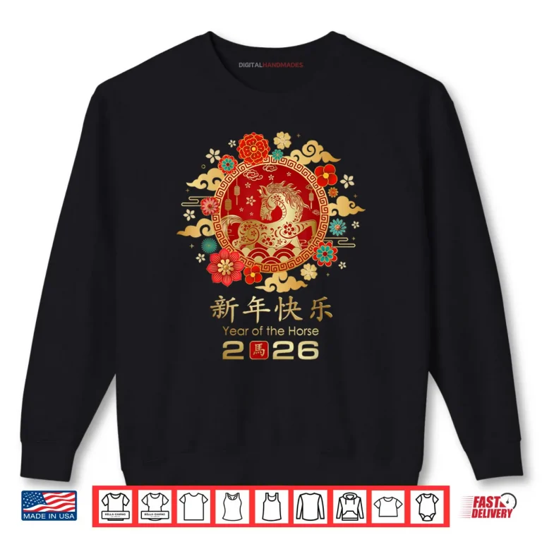 Sweatshirt Chinese New Year 2026 Year of The Horse Golden Shirt
