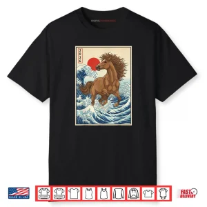 2026 Year of The Horse Japanese Wave Art Lunar New Year 2026 Shirt