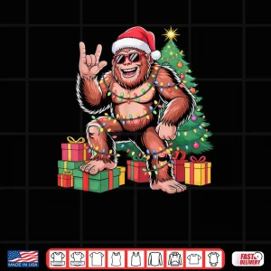 Design Sasquatch Christmas Tree Xmas Lights Holiday Shirt