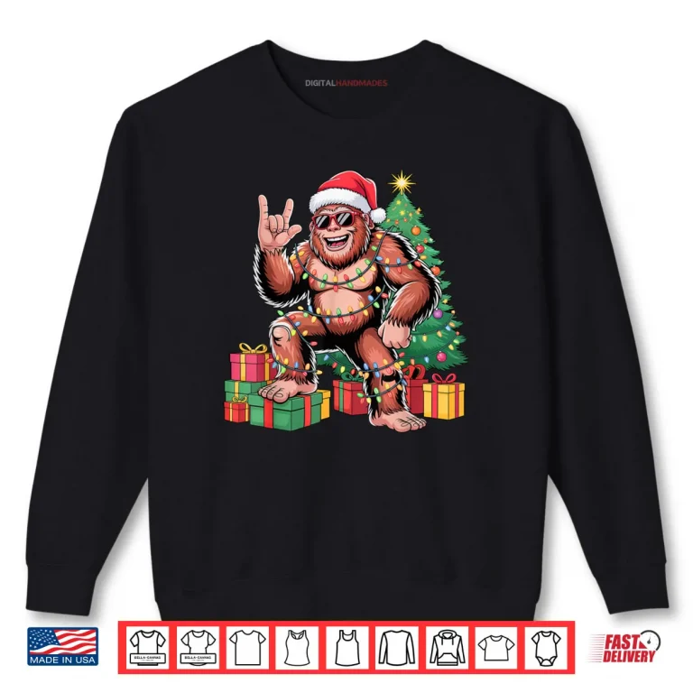 Sweatshirt Sasquatch Christmas Tree Xmas Lights Holiday Shirt