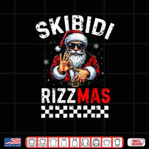 Design Rizz Christmas Santa 6 7 Funny Xmas Skibidi Rizzmas 6 7 Meme Shirt
