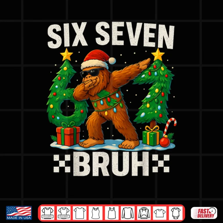 Design Bruh 67 Six Seven Santa Bigfoot Dabbing Christmas Shirt
