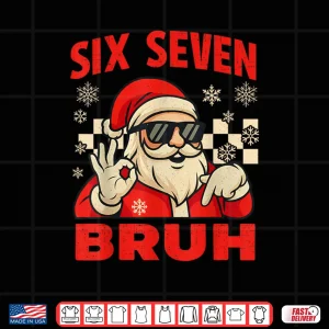 Design Bruh 6 7 Santa Christmas Checkered 67 Xmas Shirt