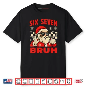 Bruh 6 7 Santa Christmas Checkered 67 Xmas Shirt