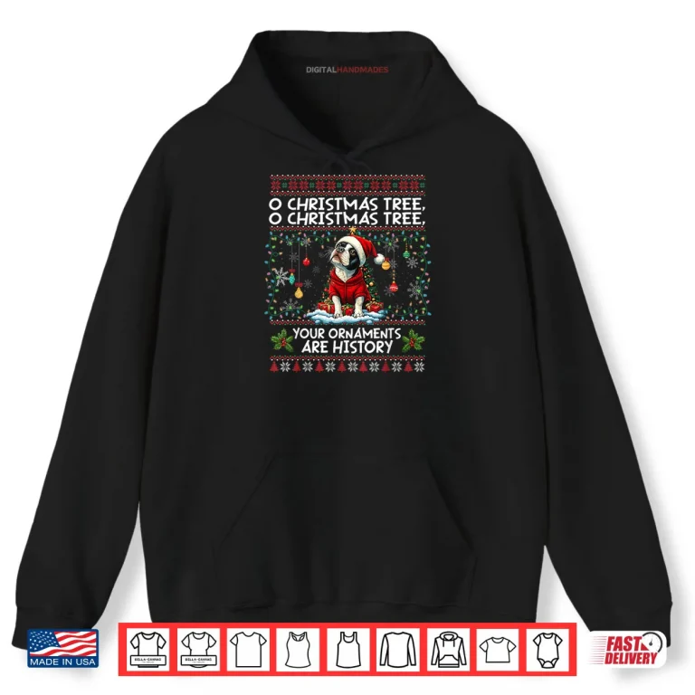 Hoodie Boston Terrier Christmas Tree Decorations Dog Lover Xmas Shirt