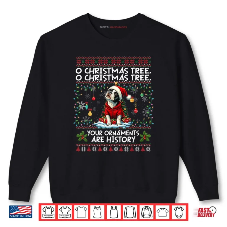 Sweatshirt Boston Terrier Christmas Tree Decorations Dog Lover Xmas Shirt