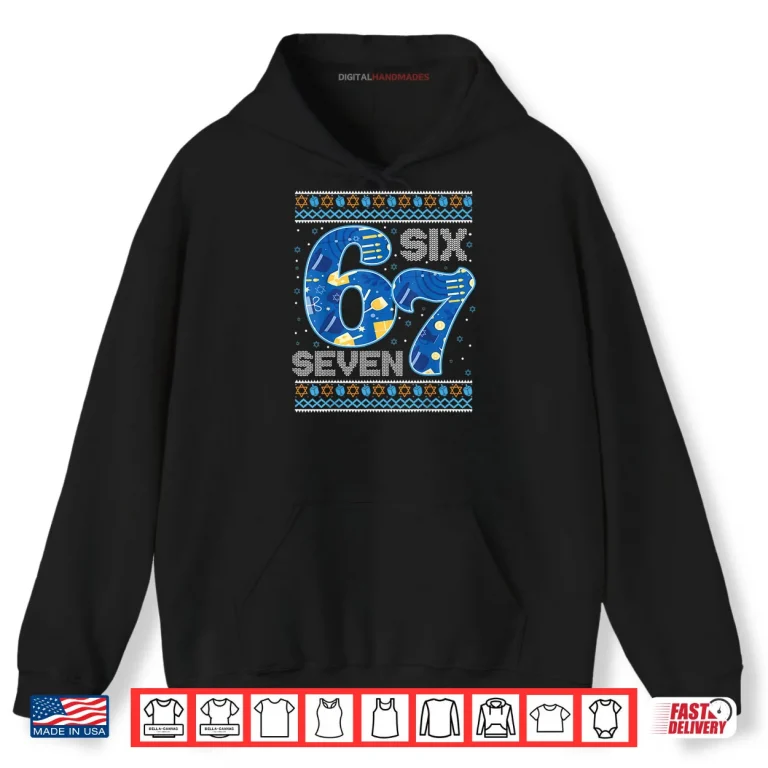 Hoodie Hanukkah 67 Six Seven 67 Meme Jewish Menorah Chanukah Pajama Shirt 1