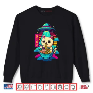 Sweatshirt Kawaii Cat Alien UFO Ramen Graphic Japanese Anime Shirt