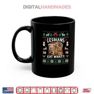 Mug Lesbians Eat What Funny Shocked Cats Christmas Ugly Style Shirt 1