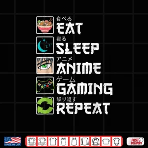 Design Eat Sleep Anime Gaming Repeat Gamer Shirt